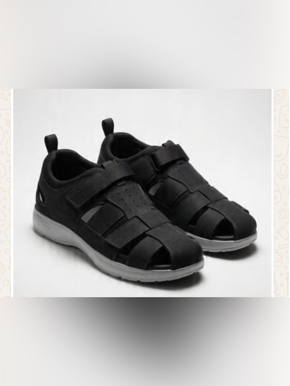 Black Florsheim Sandals – Light Gray Sole, Minimalist Design | Adjustable Straps